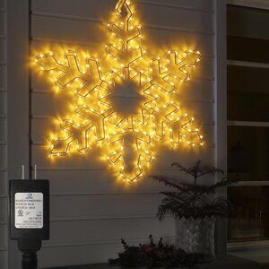 27" Christmas Big Snowflake Hanging Lights Outdoor Christmas Lights Plug in Wind